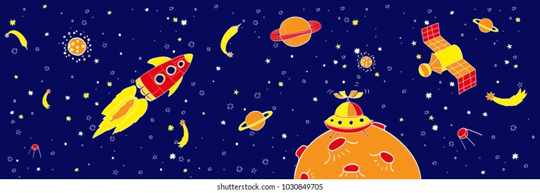 Hand drawing space illustration vector.