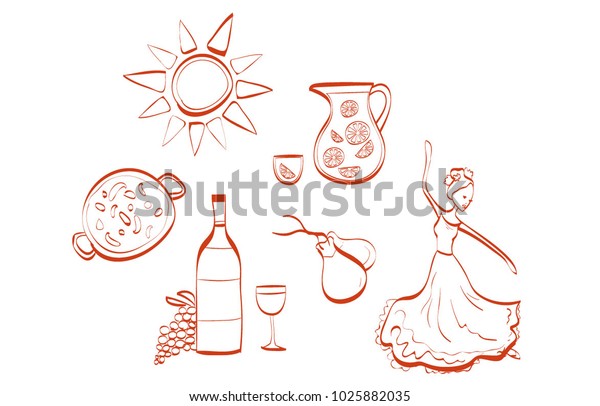 Hand Drawing Spanish Drawings Vector Illustration Stock Vector (Royalty