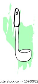 Hand drawing spatula for a frying pan. Outline sketch of turner for cook food. Kitchen accessories. Tools for cooking. Isolated on white background. Vector illustration