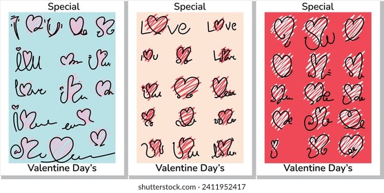 Hand Drawing Special Valentine Love Editable EPS Vector