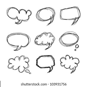 Hand drawing speech bubbles cartoon doodle - Vector