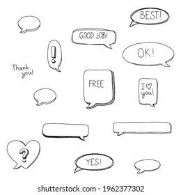 Hand Drawing Speech Bubbles Different Text Stock Vector (Royalty Free ...