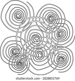 Hand drawing of a spiral. A spiral with a lot of curls.