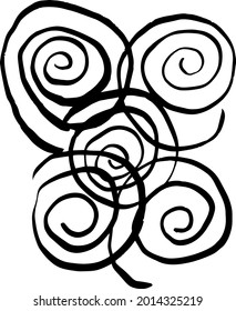 Dibujo manual de una espiral. Una espiral con muchos rizos.