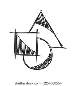 hand drawing square, round and triangle shapes