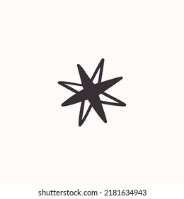 Hand drawing star icon vector isolated on white  shining star symbol flat design illustration, bright  icon. shiny stars line icon in sketch drawing style. brightness symbol