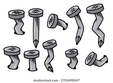 hand drawing steel nails vector 