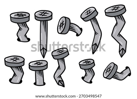 hand drawing steel nails vector 