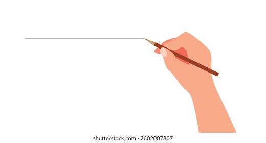 Hand drawing straight line. Concept of handwritten art arm, ink writing, documents and agreements, student study planning.
