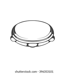 hand drawing style black and white silhouette of tambourine. vector illustration of pandeiro