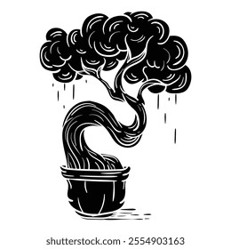 Hand drawing style of bonsai vector. It is suitable for plant icon, sign or symbol.