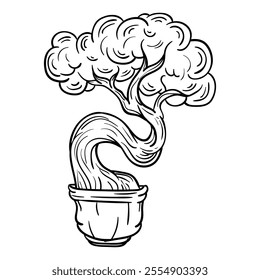 Hand drawing style of bonsai vector. It is suitable for plant icon, sign or symbol.