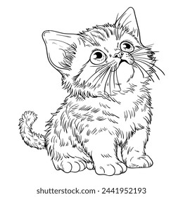 Hand drawing style of cat vector. It is suitable for pet animal icon, sign or symbol.