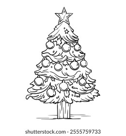 Hand drawing style of Christmas tree vector. It is suitable for Christmas icon, sign or symbol.