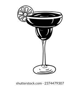 Hand drawing style of cocktail glass vector. It is suitable for food and drink icon, sign or symbol.