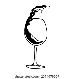 Hand drawing style of cocktail glass vector. It is suitable for food and drink icon, sign or symbol.