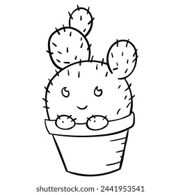 Hand drawing style of cute cactus character vector. It is suitable for plant icon, sign or symbol.