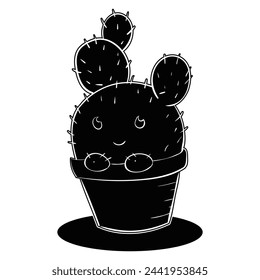 Hand drawing style of cute cactus character vector. It is suitable for plant icon, sign or symbol.