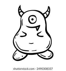 Hand drawing style of cute monster vector. It is suitable for cute monster icon, sign or symbol