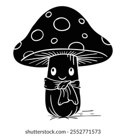 Hand drawing style of cute mushroom character vector. It is suitable for plant icon, sign or symbol.