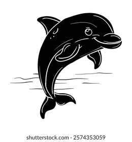 Hand drawing style of dolphin vector. it is suitable for se creatures icon, sign or symbol.