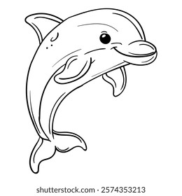 Hand drawing style of dolphin vector. it is suitable for se creatures icon, sign or symbol.