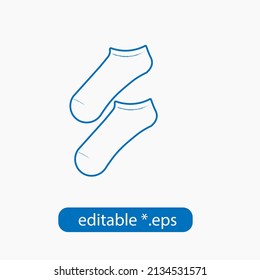 Hand drawing style doodle blue outline of white short socks