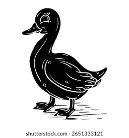 Hand drawing style of duck vector. It is suitable for farm animal icon, sign or symbol.