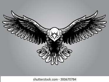 hand drawing style of eagle