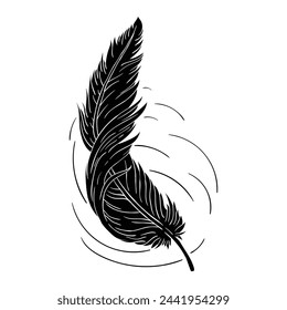 Hand drawing style of feather vector. It is suitable for animal icon, sign or symbol.