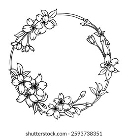 Hand drawing style of flower circle vector. It is suitable forplant or flower icon, sign or symbol.