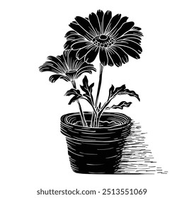 Hand drawing style of flower vase vector. It is suitable for plants or flowers icon, sign or symbol.