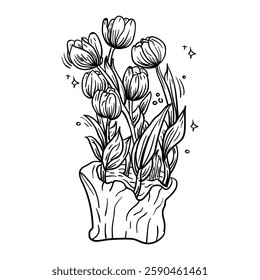 Hand drawing style of flower vector. It is suitable for plant or flower icon, sign or symbol.