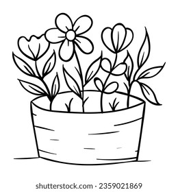 Hand drawing style of flowers pot vector. Suitable for plants or flowers icon, sign or symbol.