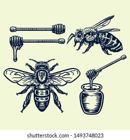 Hand drawing style with a honey bee object
use simple colors
