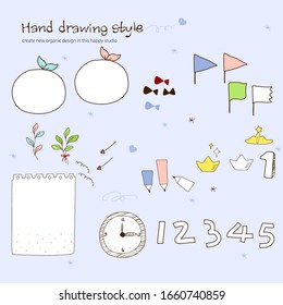 Ilustración de estilo de dibujo manual. Icono de varios orígenes web.