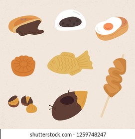 hand drawing style Korean winter food set. concept illustration. flat design vector graphic style.