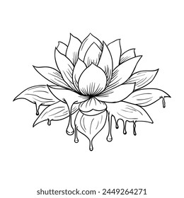 Hand drawing style of lotus flower vector.
It is suitable for flower and plant icon, sign or symbol.