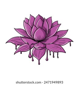 Hand drawing style of lotus vector it is suitable for plant or flowers icon, sign or symbol.