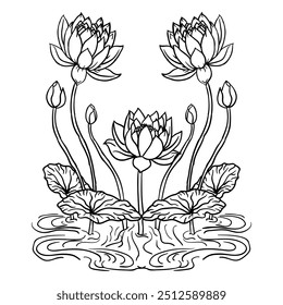 Der handzeichnende Stil des Lotusvektors. Es eignet sich für Pflanzen oder Blumen Symbol, Zeichen oder Symbol.