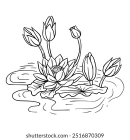 Hand drawing style of lotus vector. It is suitable for plant or flower icon, sign or symbol.