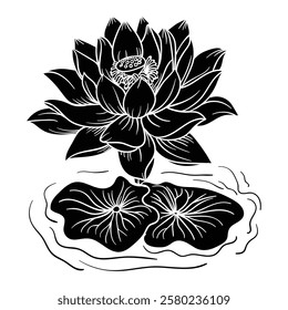 Hand drawing style of lotus vector. It is suitable for plant icon, sign or symbol.