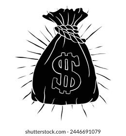Hand drawing style of money bag vector. It is suitable for business
icon, sign or symbol.