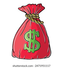 Hand drawing style of money bag vector. It is suitable for bussines icon, sign or symbol.