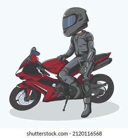 Hand drawing style of motorcycle race. Vector Illustration