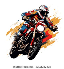 Hand drawing style of motorcycle race cornering isolated in white background