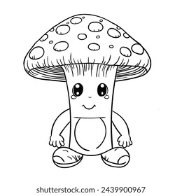 Hand drawing style of mushroom cute character vector. It is suitable plant icon, sig or symbol.