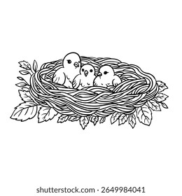 Hand drawing style of nest vector. It is suitable for animal icon, sign or symbol.