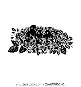Estilo de desenho da mão do vetor de ninho. É adequado para ícone, sinal ou símbolo animal.