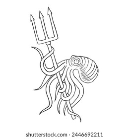 Hand drawing style of octopus vector. It is suitable for animal icon, sign or symbol.